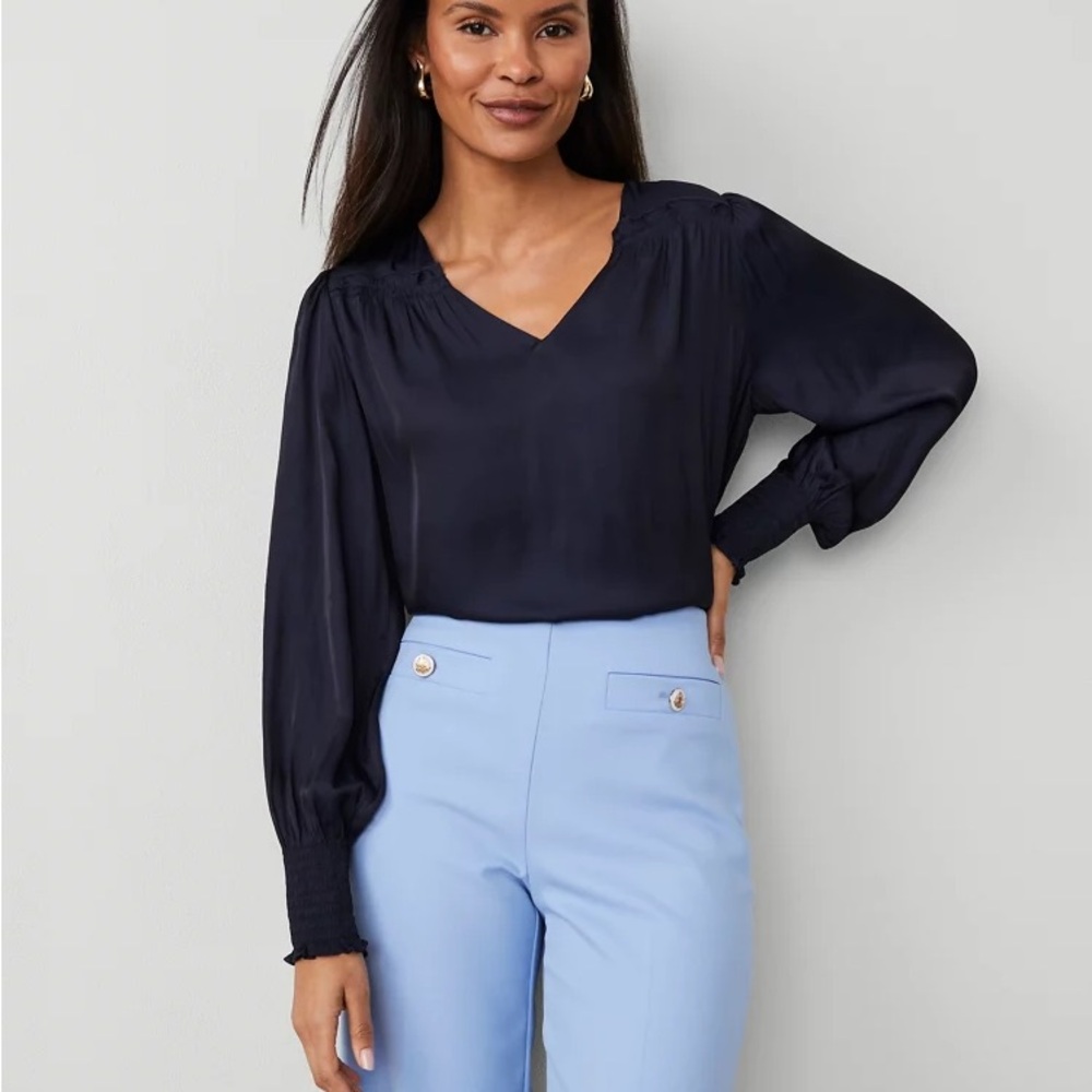 Ann Taylor Smocked Ruffle Blouse